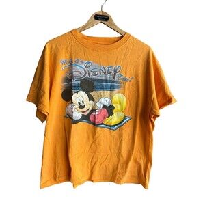 Mickey Mouse vintage T-shirt men’s Size Large Orange Make it a Disney Day!